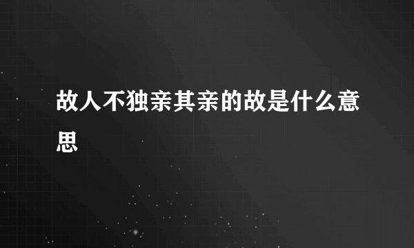 故人不独亲其亲的故是什么意思