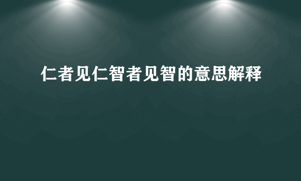 仁者见仁智者见智的意思解释