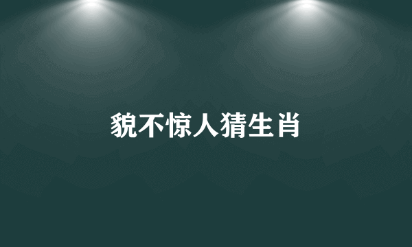 貌不惊人猜生肖