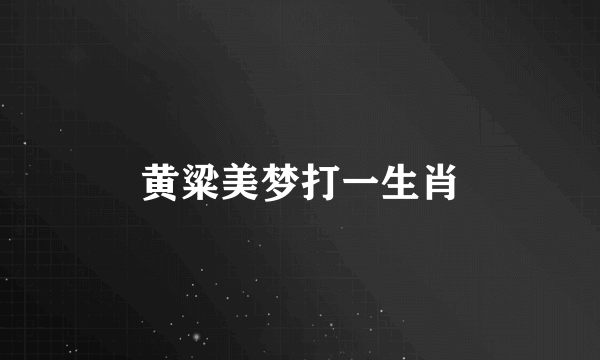 黄粱美梦打一生肖
