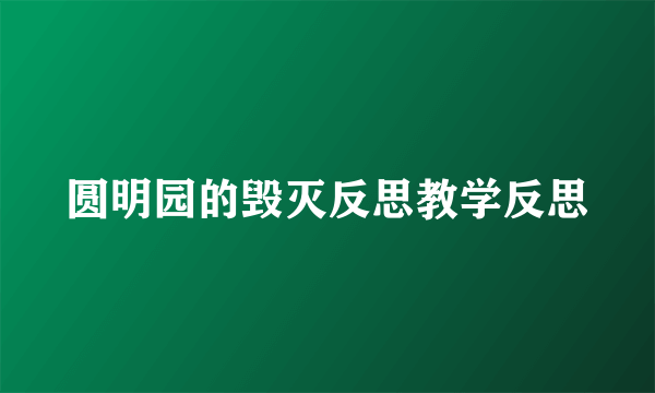 圆明园的毁灭反思教学反思