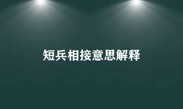 短兵相接意思解释