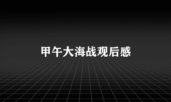 甲午大海战观后感