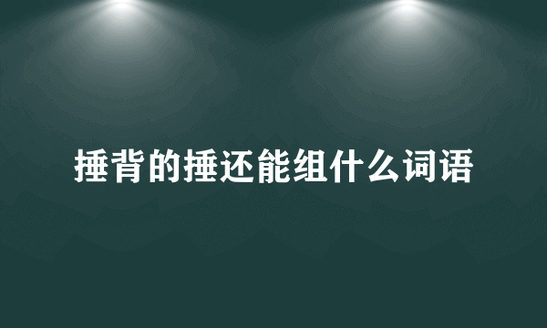 捶背的捶还能组什么词语