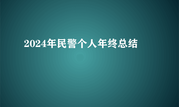2024年民警个人年终总结