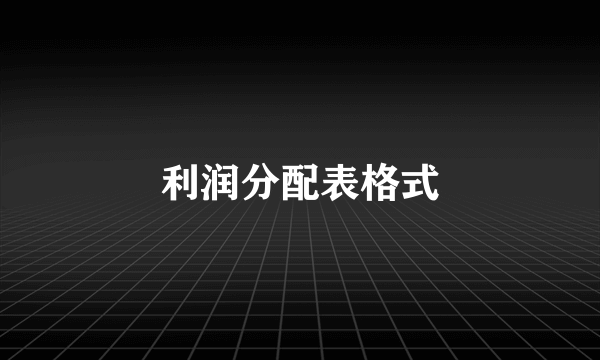 利润分配表格式