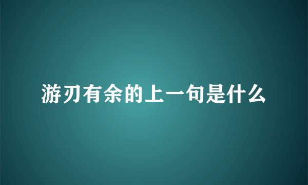 游刃有余的上一句是什么