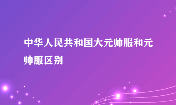 中华人民共和国大元帅服和元帅服区别