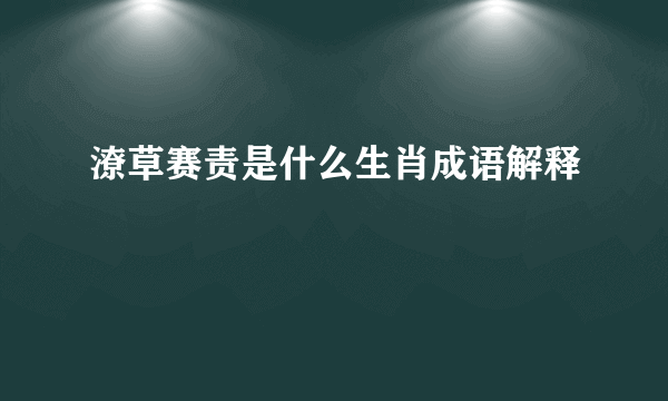 潦草赛责是什么生肖成语解释