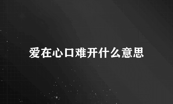 爱在心口难开什么意思