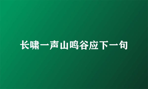 长啸一声山鸣谷应下一句