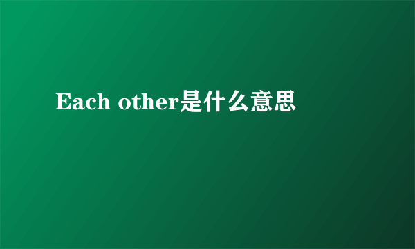 Each other是什么意思
