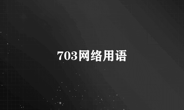 703网络用语