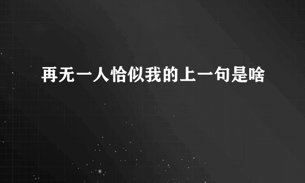 再无一人恰似我的上一句是啥