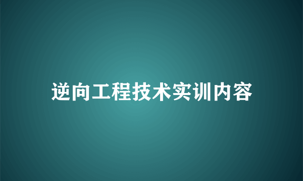 逆向工程技术实训内容