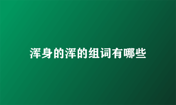 浑身的浑的组词有哪些