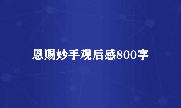 恩赐妙手观后感800字