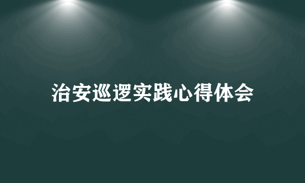 治安巡逻实践心得体会
