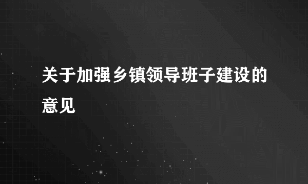 关于加强乡镇领导班子建设的意见