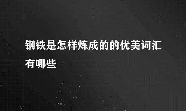 钢铁是怎样炼成的的优美词汇有哪些