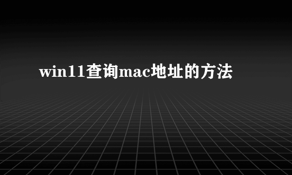 win11查询mac地址的方法