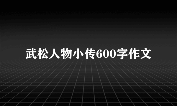 武松人物小传600字作文