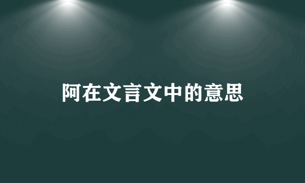 阿在文言文中的意思