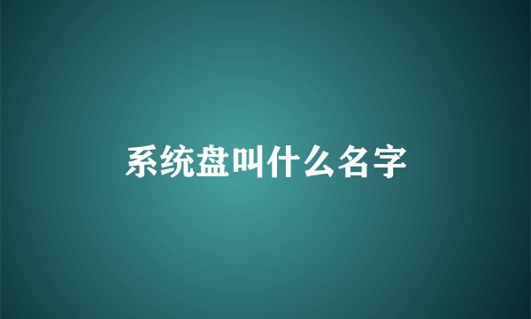 系统盘叫什么名字