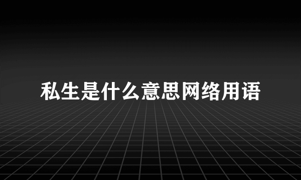私生是什么意思网络用语