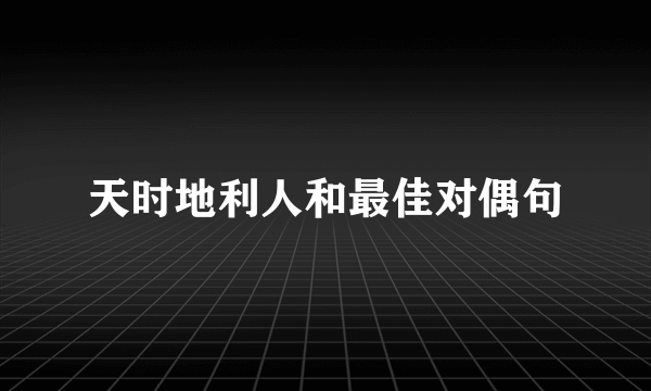 天时地利人和最佳对偶句