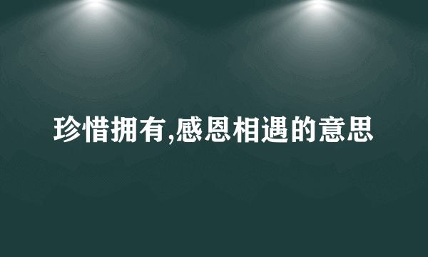珍惜拥有,感恩相遇的意思