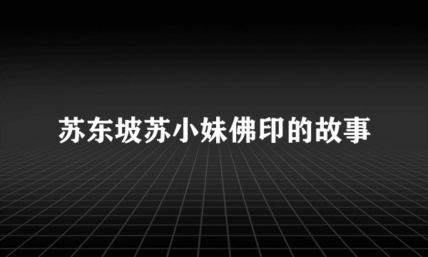 苏东坡苏小妹佛印的故事