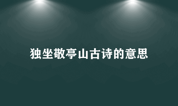 独坐敬亭山古诗的意思