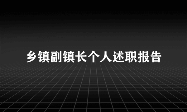 乡镇副镇长个人述职报告