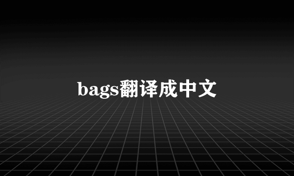 bags翻译成中文