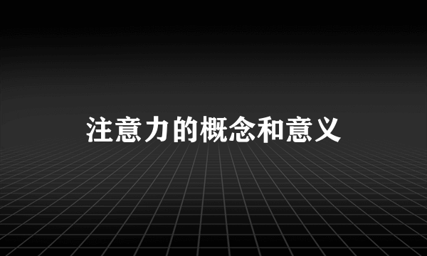 注意力的概念和意义