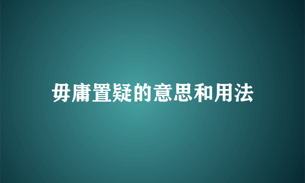毋庸置疑的意思和用法
