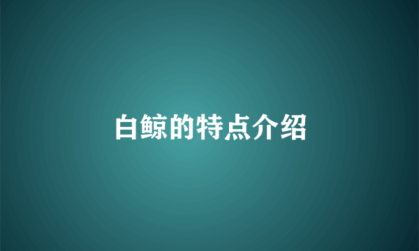 白鲸的特点介绍