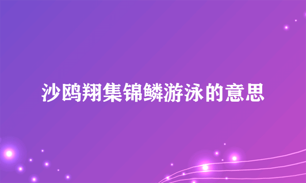 沙鸥翔集锦鳞游泳的意思