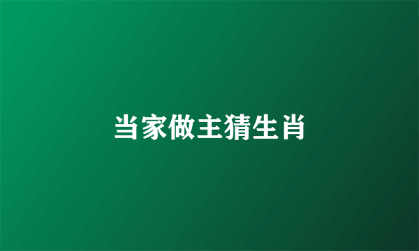 当家做主猜生肖