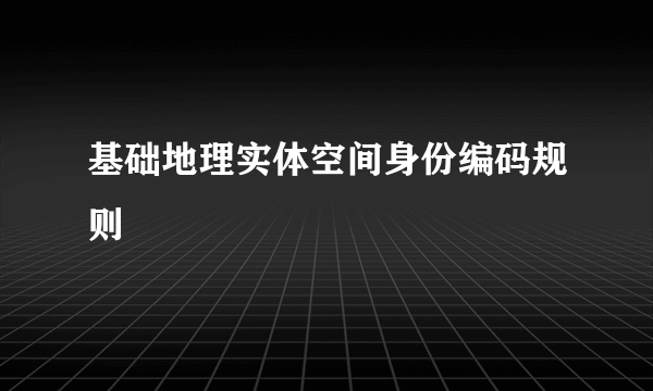 基础地理实体空间身份编码规则