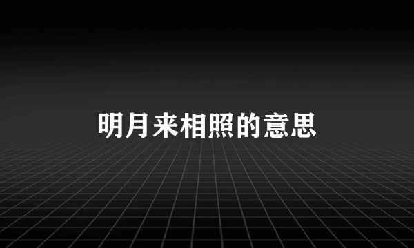 明月来相照的意思