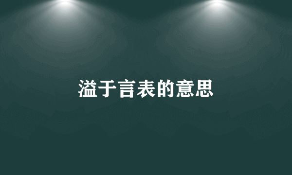 溢于言表的意思