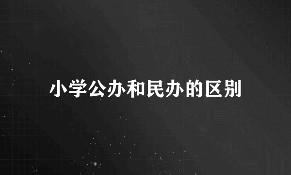 小学公办和民办的区别