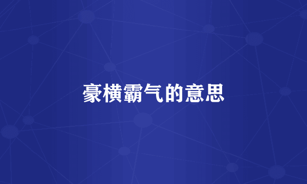 豪横霸气的意思