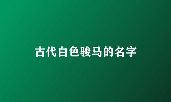 古代白色骏马的名字