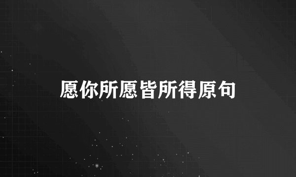 愿你所愿皆所得原句