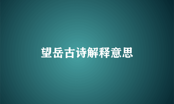 望岳古诗解释意思