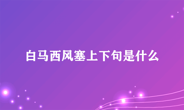 白马西风塞上下句是什么