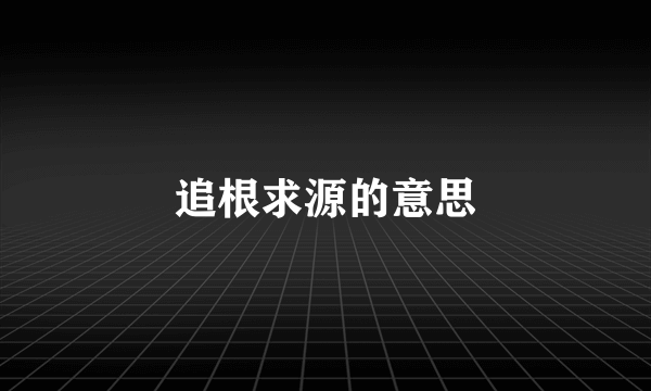 追根求源的意思